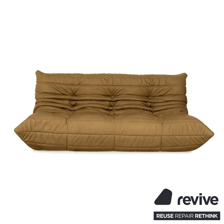 Ligne Roset Togo Garnitur Ecksofa Dreisitzer Sofa Couch Eckelement Sessel Veganes Leder GAVIN 106 Neubezug