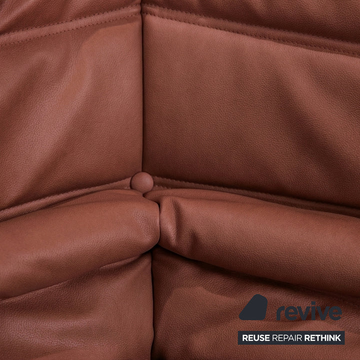 Ligne Roset Togo Garnitur Ecksofa Dreisitzer Sofa Couch Eckelement Sessel Veganes Leder GAVIN 107 Neubezug