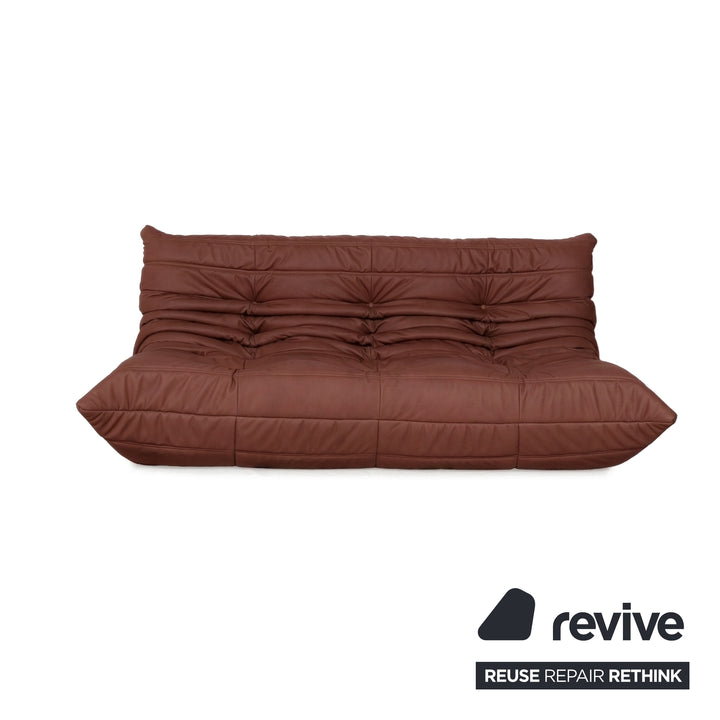 Ligne Roset Togo Garnitur Ecksofa Dreisitzer Sofa Couch Eckelement Sessel Veganes Leder GAVIN 107 Neubezug