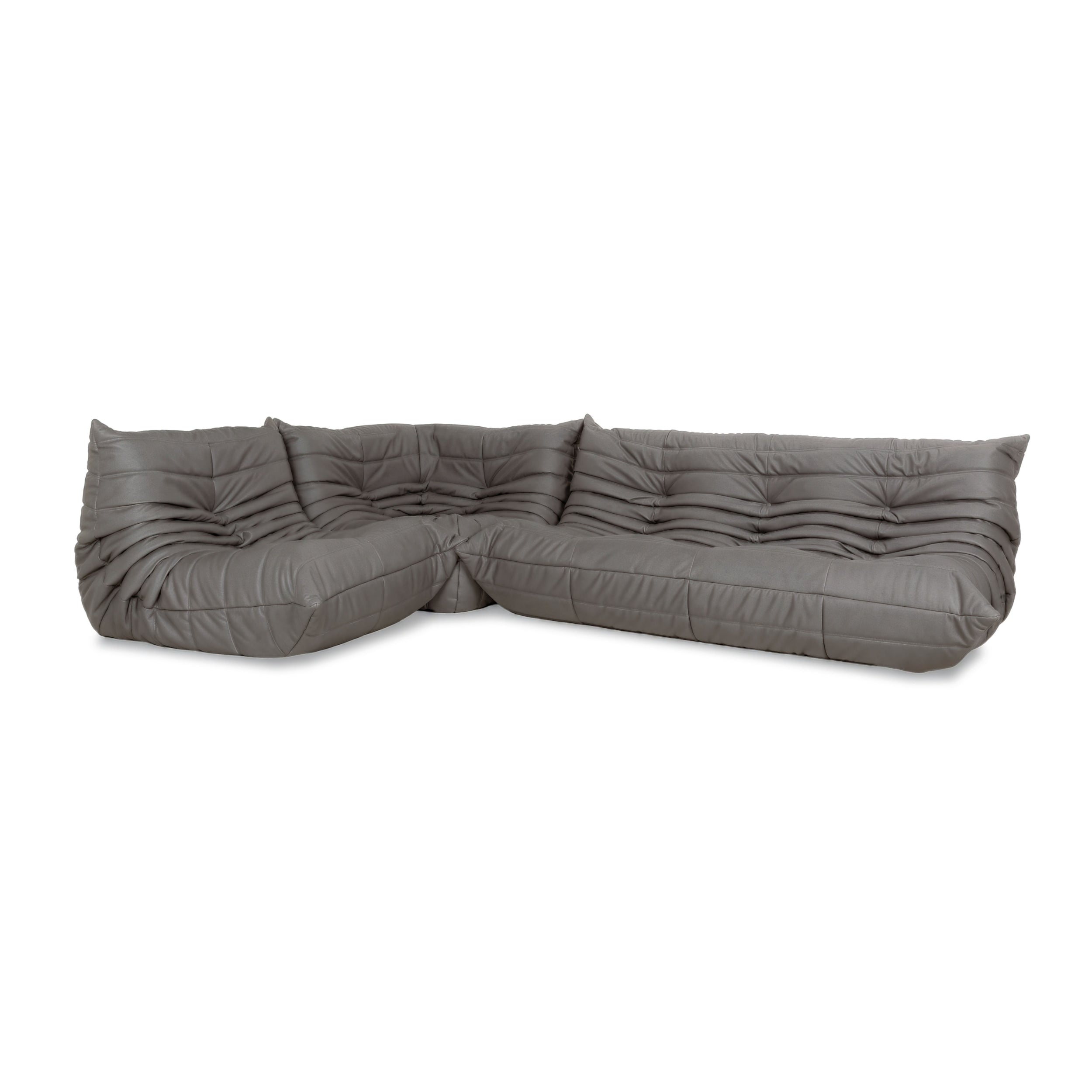 Ligne Roset Togo set hoekbank driezitsbank bank hoekelement fauteuil veganistisch leer GAVIN 115 opnieuw gestoffeerd