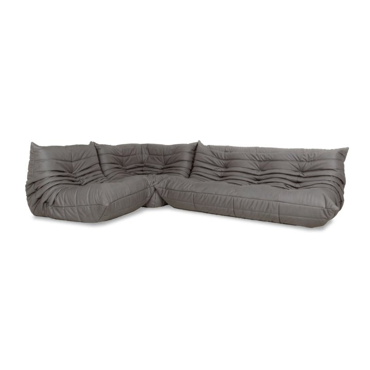 Ligne Roset Togo Garnitur Ecksofa Dreisitzer Sofa Couch Eckelement Sessel Veganes Leder GAVIN 115 Neubezug