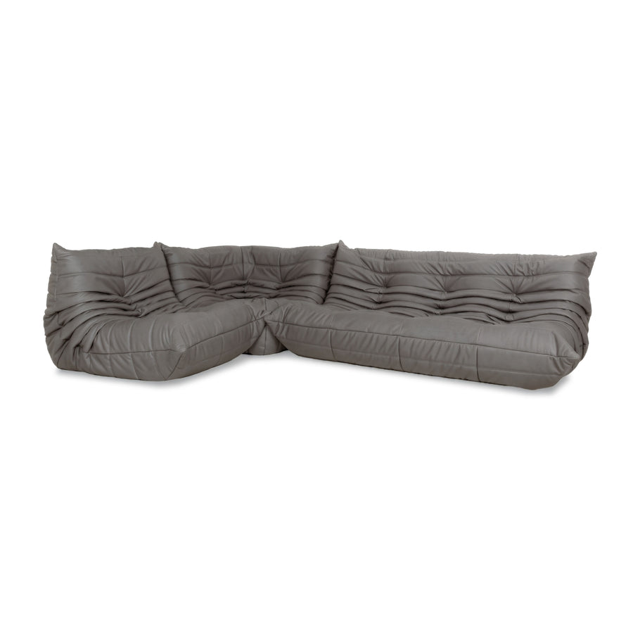 Ligne Roset Togo Garnitur Ecksofa Dreisitzer Sofa Couch Eckelement Sessel Veganes Leder GAVIN 115 Neubezug