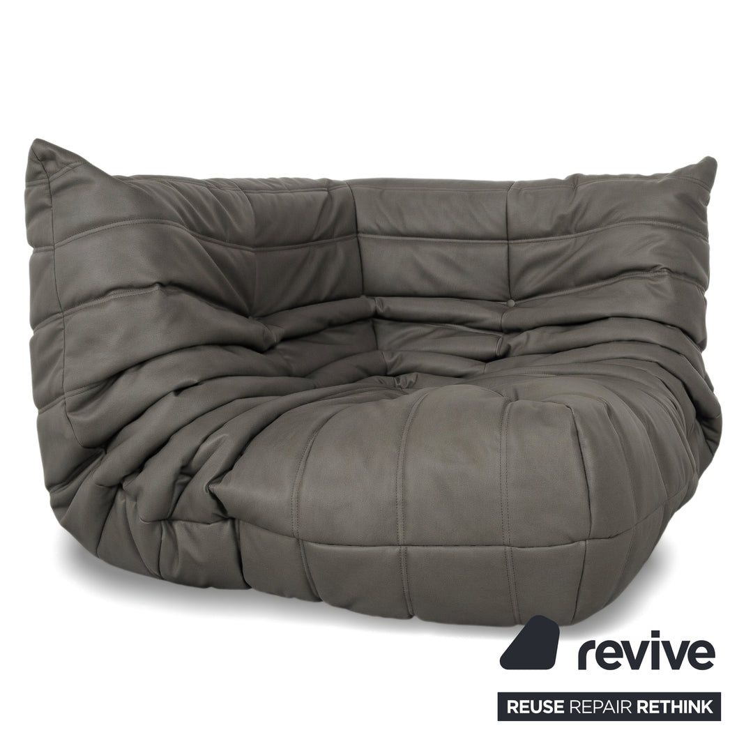 Ligne Roset Togo Garnitur Ecksofa Dreisitzer Sofa Couch Eckelement Sessel Veganes Leder GAVIN 115 Neubezug