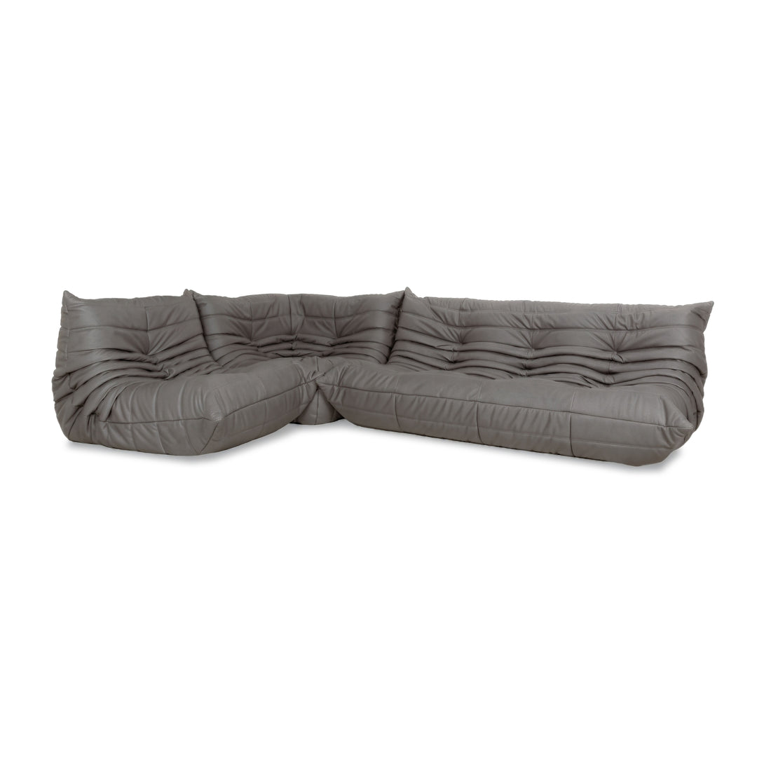 Ligne Roset Togo Garnitur Ecksofa Dreisitzer Sofa Couch Eckelement Sessel Veganes Leder GAVIN 115 Neubezug