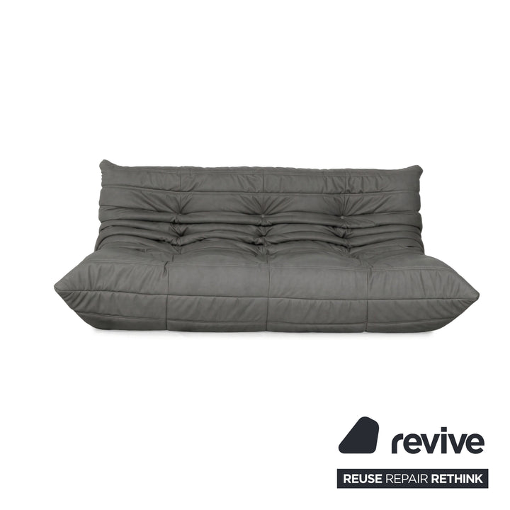 Ligne Roset Togo Garnitur Ecksofa Dreisitzer Sofa Couch Eckelement Sessel Veganes Leder GAVIN 115 Neubezug