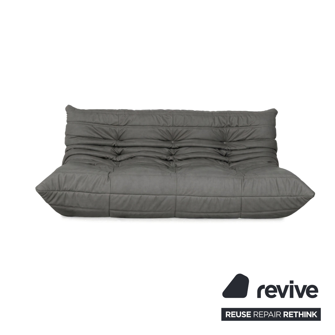Ligne Roset Togo Garnitur Ecksofa Dreisitzer Sofa Couch Eckelement Sessel Veganes Leder GAVIN 115 Neubezug
