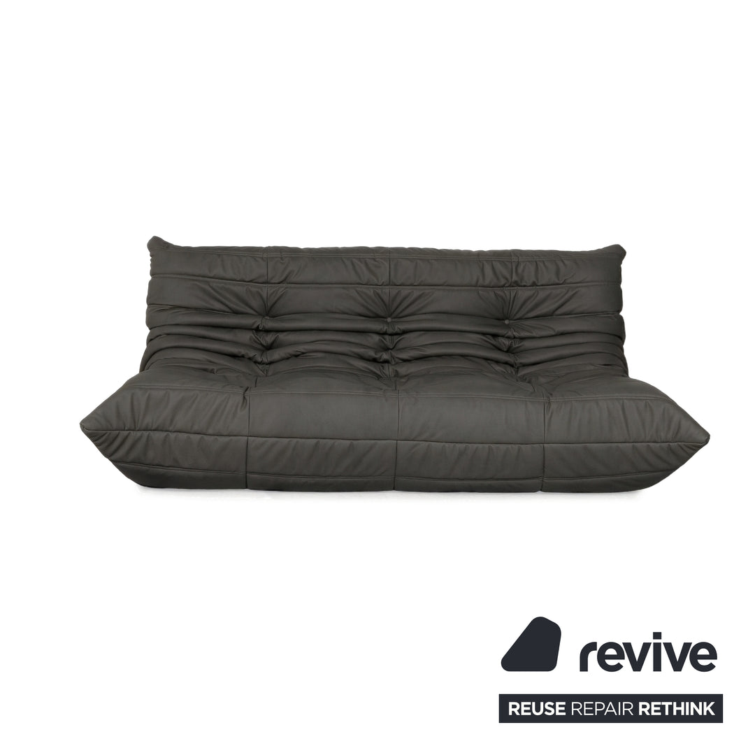 Ligne Roset Togo Garnitur Ecksofa Dreisitzer Sofa Couch Eckelement Sessel Veganes Leder GAVIN 117 Neubezug