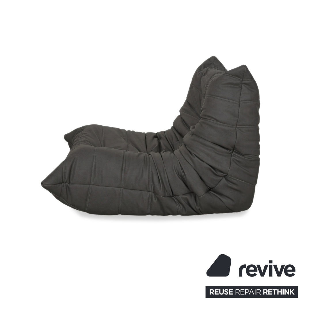 Ligne Roset Togo Garnitur Ecksofa Dreisitzer Sofa Couch Eckelement Sessel Veganes Leder GAVIN 117 Neubezug