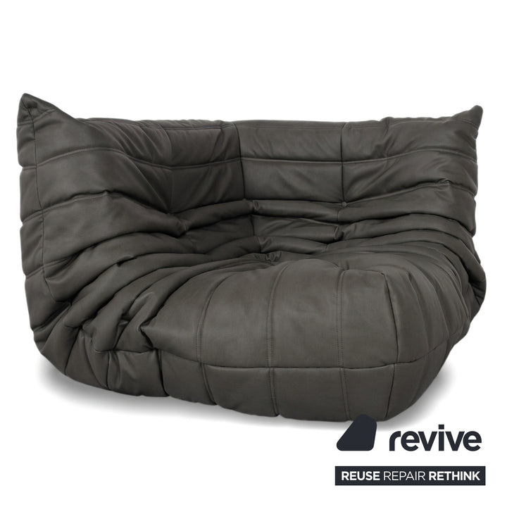 Ligne Roset Togo Garnitur Ecksofa Dreisitzer Sofa Couch Eckelement Sessel Veganes Leder GAVIN 117 Neubezug