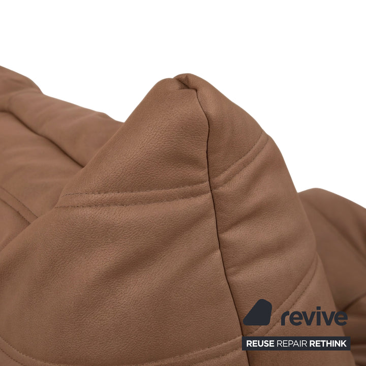 Ligne Roset Togo Garnitur Ecksofa Dreisitzer Sofa Couch Sessel Eckelement Veganes Leder GAVIN 103 Cognac Neubezug
