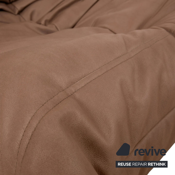 Ligne Roset Togo Garnitur Ecksofa Dreisitzer Sofa Couch Sessel Eckelement Veganes Leder GAVIN 103 Cognac Neubezug