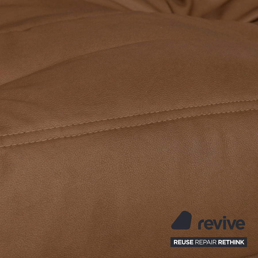 Ligne Roset Togo Garnitur Ecksofa Dreisitzer Sofa Couch Sessel Eckelement Veganes Leder GAVIN 103 Cognac Neubezug