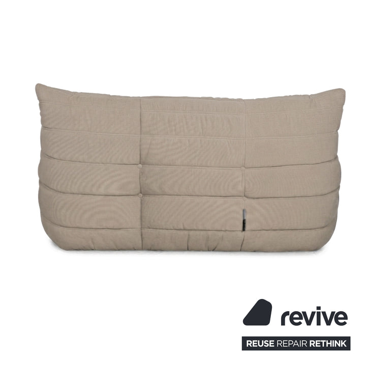Ligne Roset Togo Garnitur Ecksofa Zweisitzer Sofa Couch Sessel Eckelement Stoff MALOU 107 Beige Neubezug
