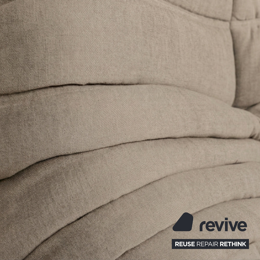 Ligne Roset Togo Garnitur Ecksofa Zweisitzer Sofa Couch Sessel Eckelement Stoff MALOU 107 Beige Neubezug
