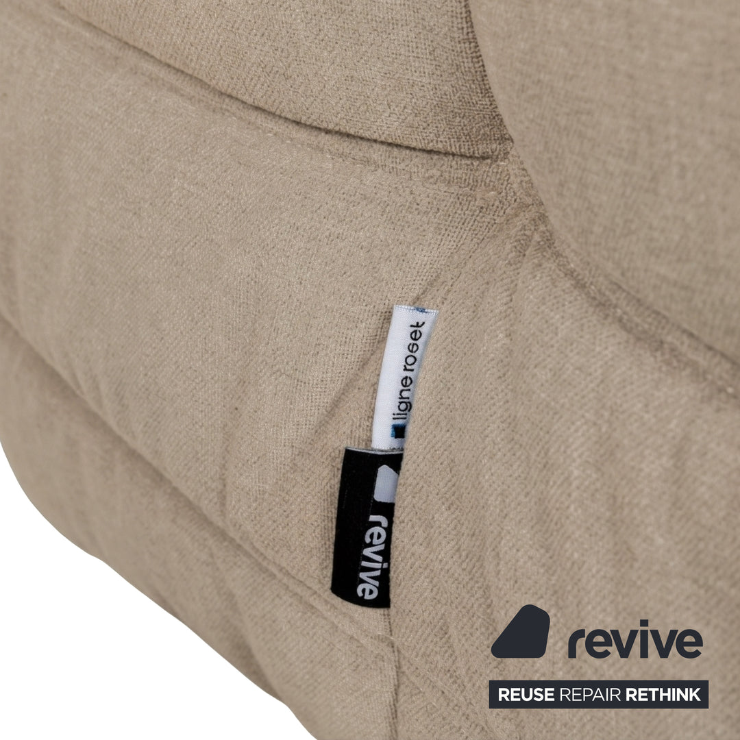 Ligne Roset Togo Garnitur Ecksofa Zweisitzer Sofa Couch Sessel Eckelement Stoff MALOU 107 Beige Neubezug