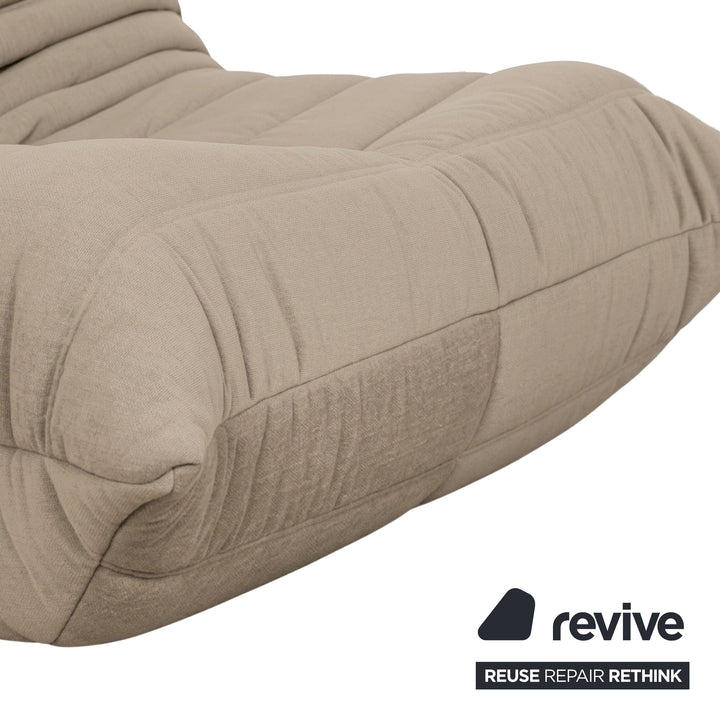 Ligne Roset Togo Garnitur Ecksofa Zweisitzer Sofa Couch Sessel Eckelement Stoff MALOU 107 Beige Neubezug