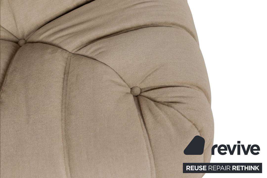 Ligne Roset Togo Garnitur Ecksofa Zweisitzer Sofa Couch Sessel Eckelement Stoff MALOU 107 Beige Neubezug