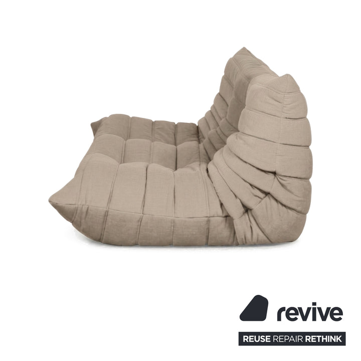 Ligne Roset Togo Garnitur Ecksofa Zweisitzer Sofa Couch Sessel Eckelement Stoff MALOU 107 Beige Neubezug
