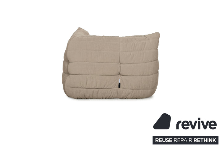 Ligne Roset Togo Garnitur Ecksofa Zweisitzer Sofa Couch Sessel Eckelement Stoff MALOU 107 Beige Neubezug