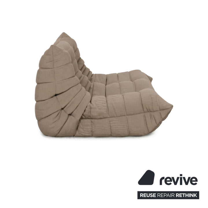 Ligne Roset Togo Garnitur Ecksofa Zweisitzer Sofa Couch Sessel Eckelement Stoff MALOU 107 Beige Neubezug
