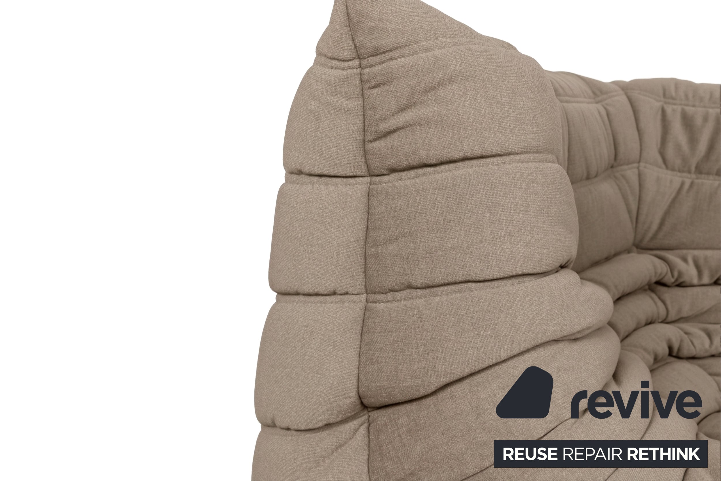 Ligne Roset Togo Garnitur Ecksofa Zweisitzer Sofa Couch Sessel Eckelement Stoff MALOU 107 Beige Neubezug