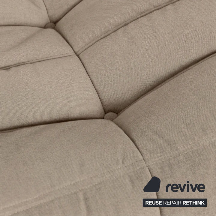 Ligne Roset Togo Garnitur Ecksofa Zweisitzer Sofa Couch Sessel Eckelement Stoff MALOU 107 Beige Neubezug