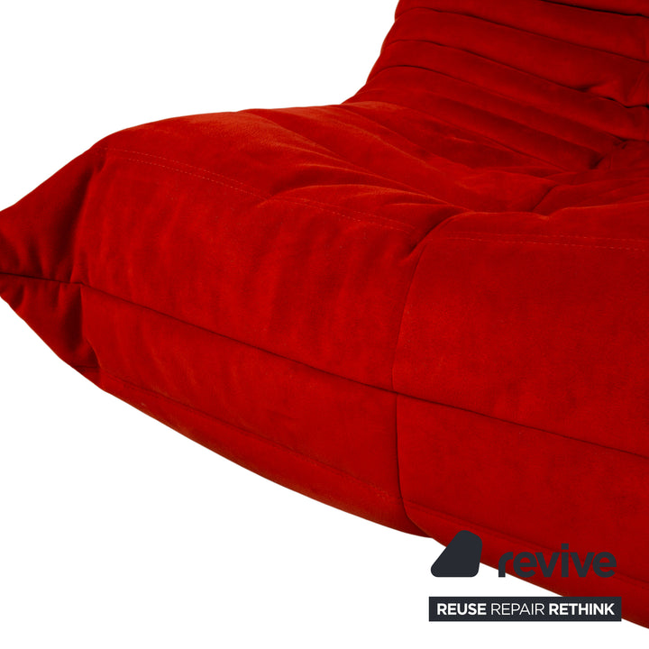 Ligne Roset Togo Garnitur Stoff Dreisitzer Zweisitzer Hocker Rot Sofa Couch