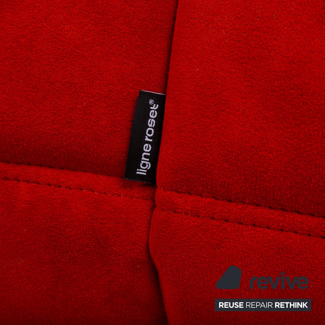 Ligne Roset Togo Garnitur Stoff Dreisitzer Zweisitzer Hocker Rot Sofa Couch