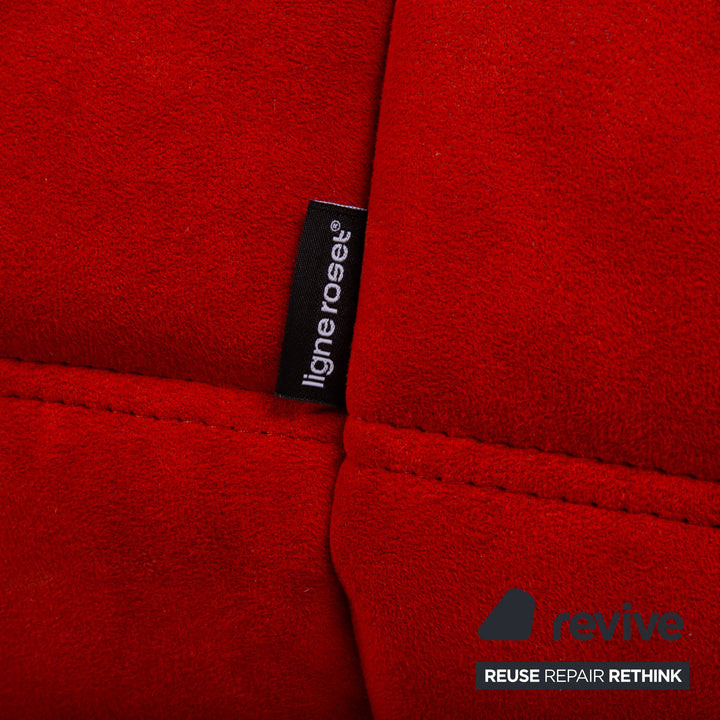 Ligne Roset Togo Garnitur Stoff Dreisitzer Zweisitzer Hocker Rot Sofa Couch