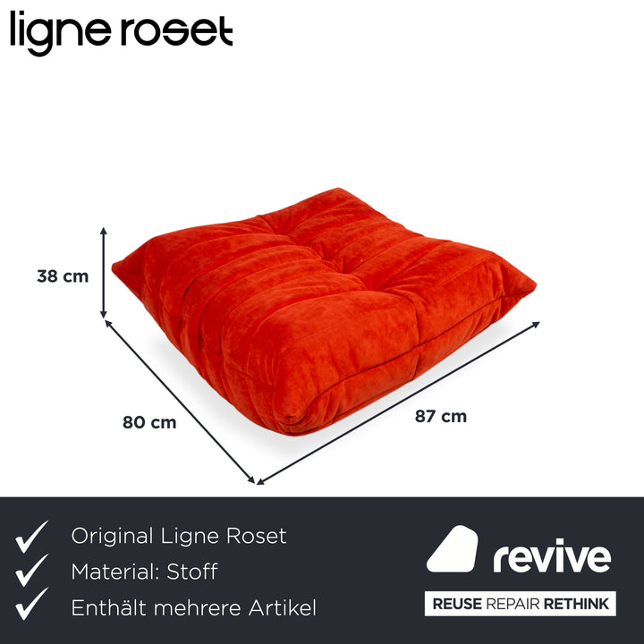 Ligne Roset Togo Garnitur Stoff Dreisitzer Zweisitzer Hocker Rot Sofa Couch