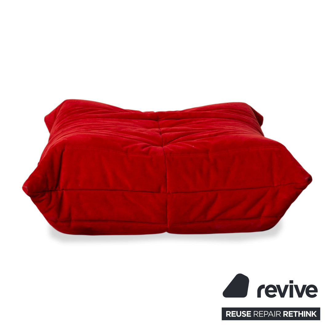Ligne Roset Togo Pouf Alcantara Rouge Corail Tissu