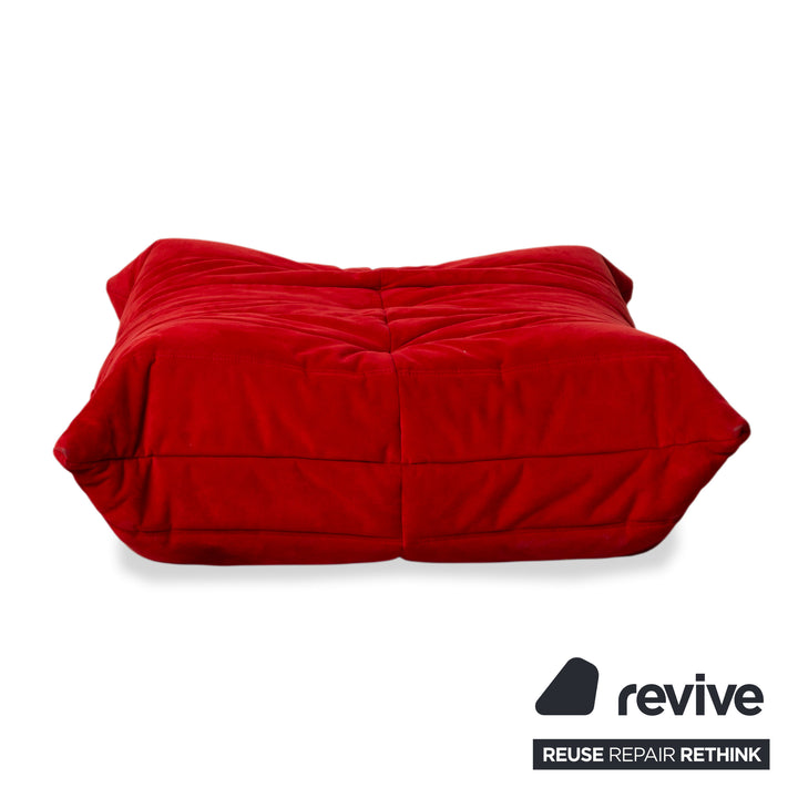 Ligne Roset Togo Pouf Alcantara Rouge Corail Tissu
