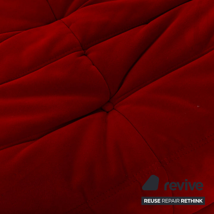Ligne Roset Togo Pouf Alcantara Rouge Corail Tissu