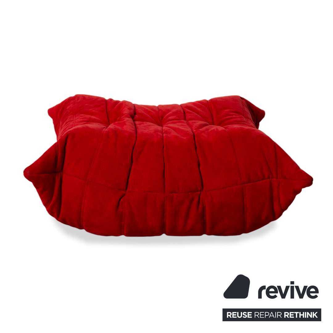 Ligne Roset Togo Pouf Alcantara Rouge Corail Tissu