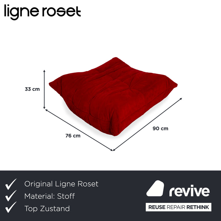Ligne Roset Togo Pouf Alcantara Rouge Corail Tissu