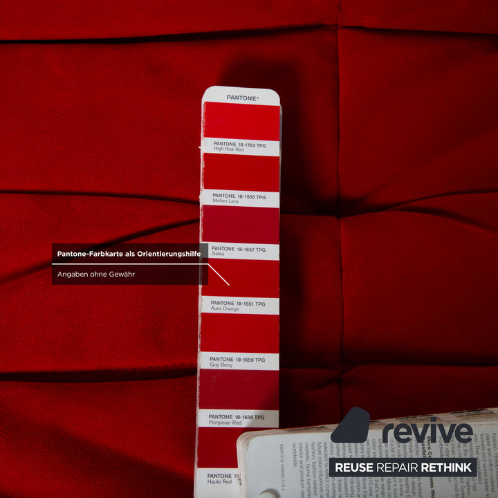 Ligne Roset Togo Pouf Alcantara Rouge Corail Tissu