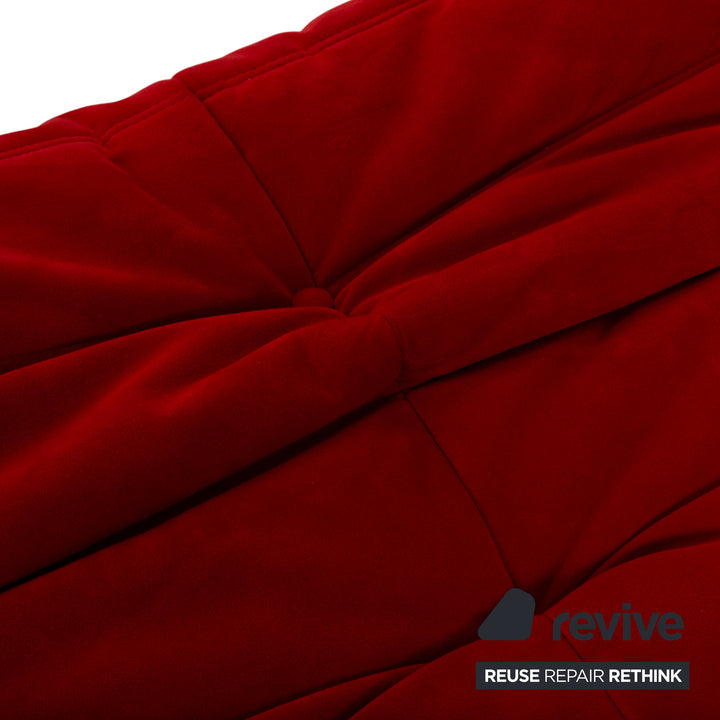 Ligne Roset Togo Pouf Alcantara Rouge Corail Tissu