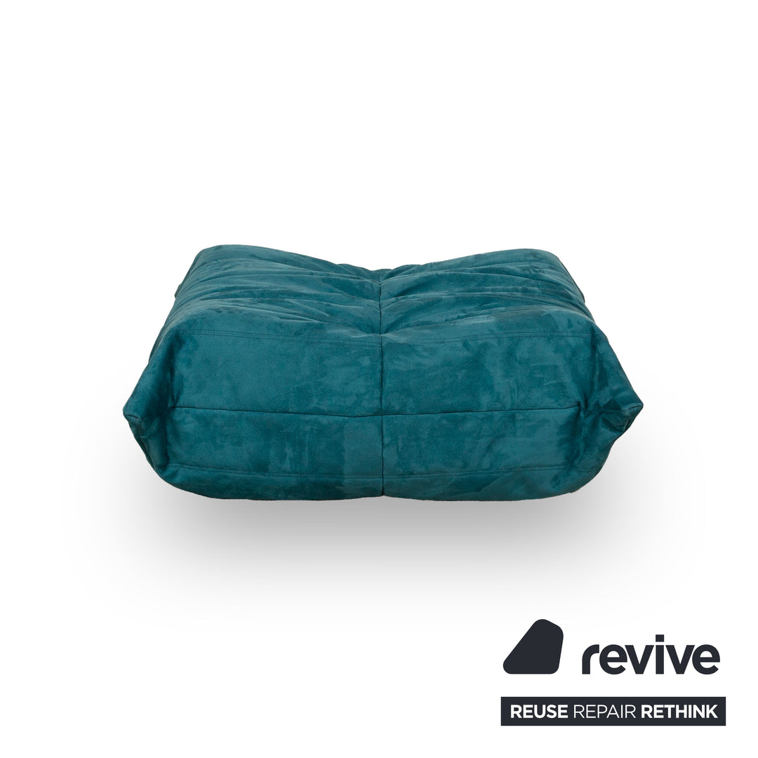 Ligne Roset Togo Hocker Stoff Mikrofaser Blau Petrol Türkis Neubezug