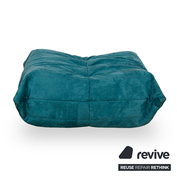 Ligne Roset Togo Hocker Stoff Mikrofaser Blau Petrol Türkis Neubezug