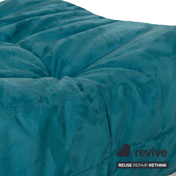 Ligne Roset Togo Hocker Stoff Mikrofaser Blau Petrol Türkis Neubezug