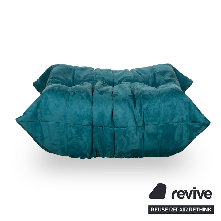 Ligne Roset Togo Hocker Stoff Mikrofaser Blau Petrol Türkis Neubezug