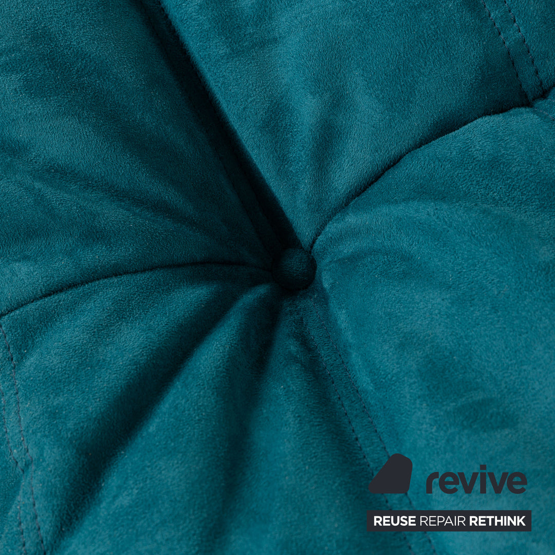 Ligne Roset Togo Hocker Stoff Mikrofaser Blau Petrol Türkis Neubezug