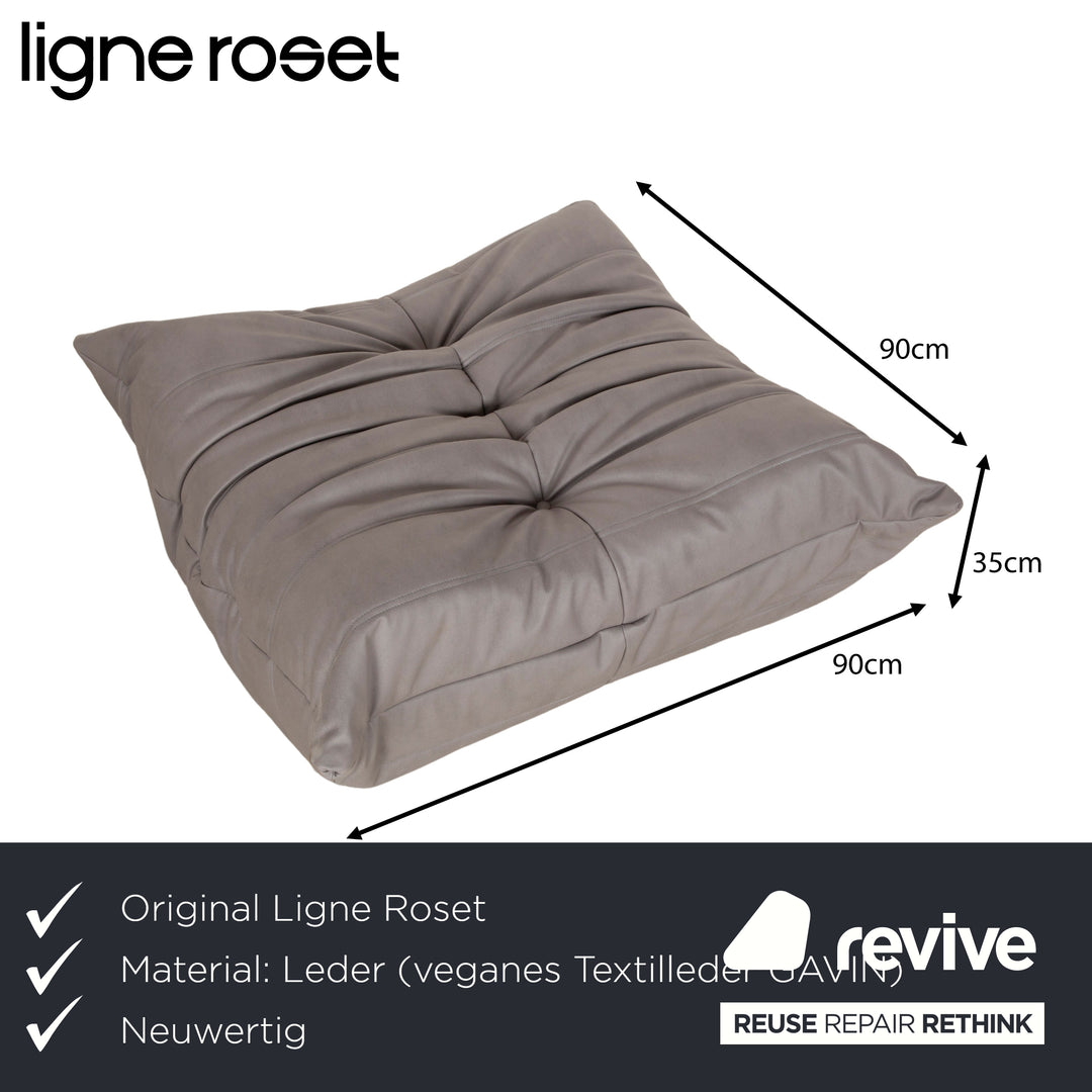 ligne roset Togo Hocker Grau veganes Leder Neubezug