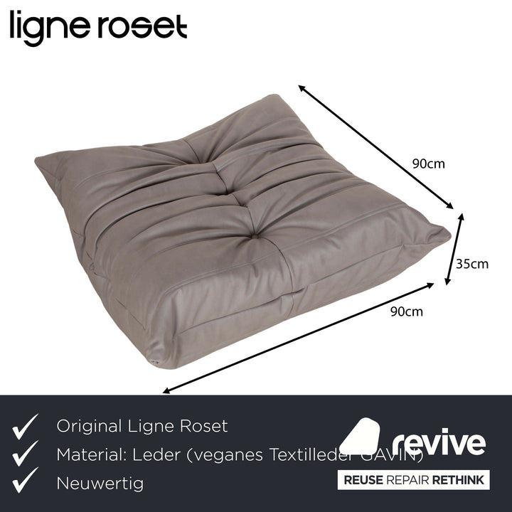 ligne roset Togo Hocker Grau veganes Leder Neubezug