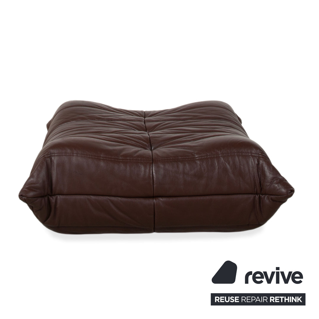 Ligne Roset Togo Stool Leather Sofa Brown Pouffe