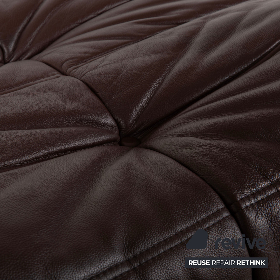 Ligne Roset Togo Stool Leather Sofa Brown Pouffe