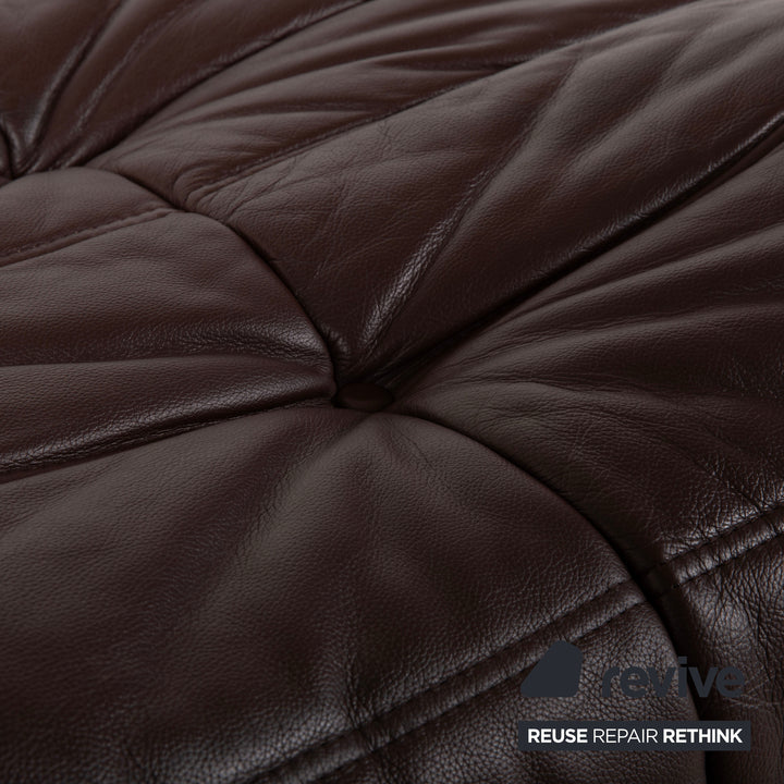 Ligne Roset Togo Stool Leather Sofa Brown Pouffe
