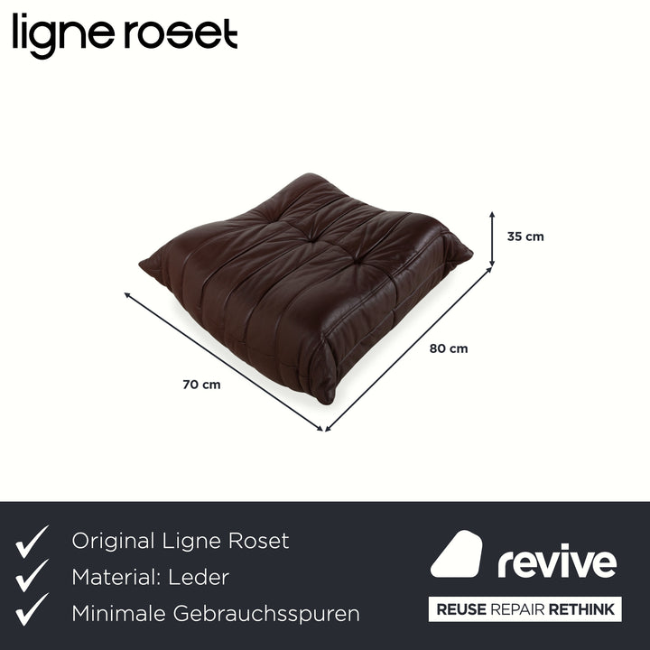 Ligne Roset Togo Stool Leather Sofa Brown Pouffe