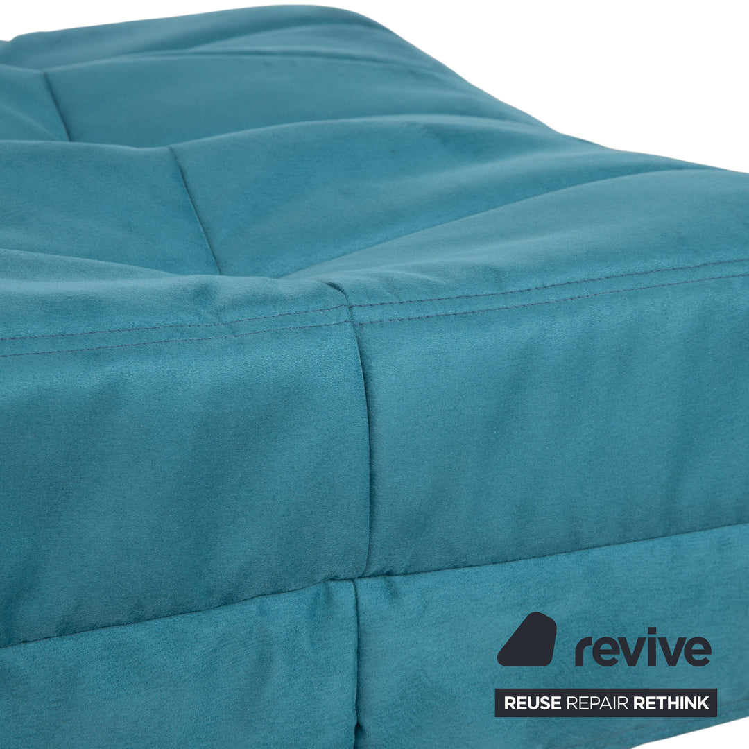 Ligne Roset Togo Hocker Petrol Grün Blau Stoff Neubezug