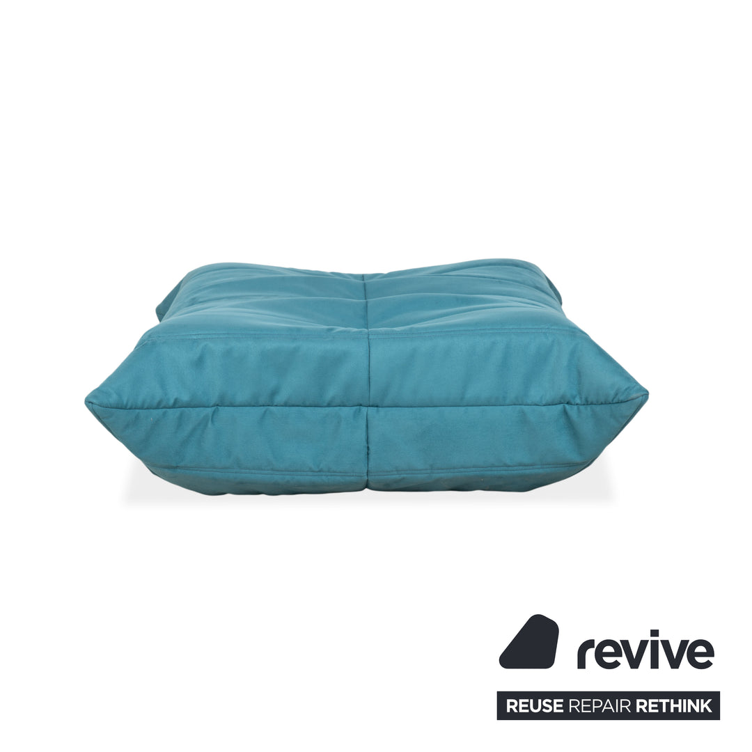 Ligne Roset Togo Hocker Petrol Grün Blau Stoff Neubezug